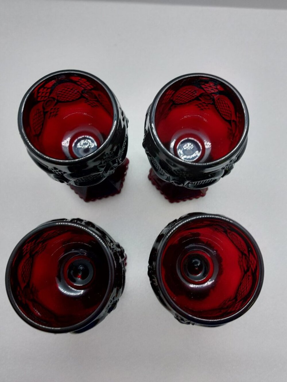 Set Of 4 Cape Cod Small 4 1/2" Goblets by Avon Ruby Red - Picture 3 of 10